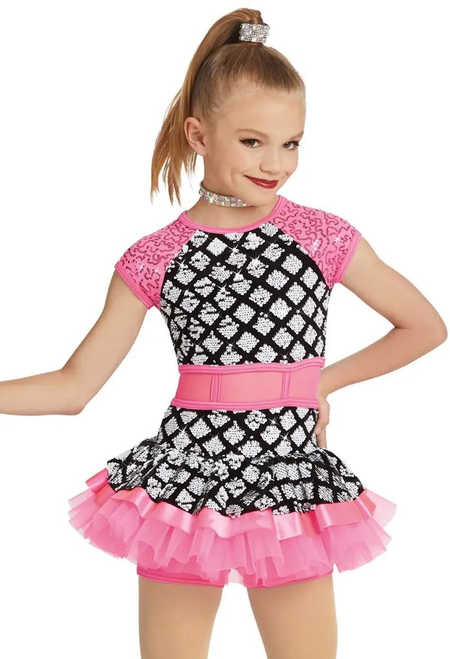 Dance Costume Weissman 11477 Small Adult Pink Sequin Mesh Jazz Tap